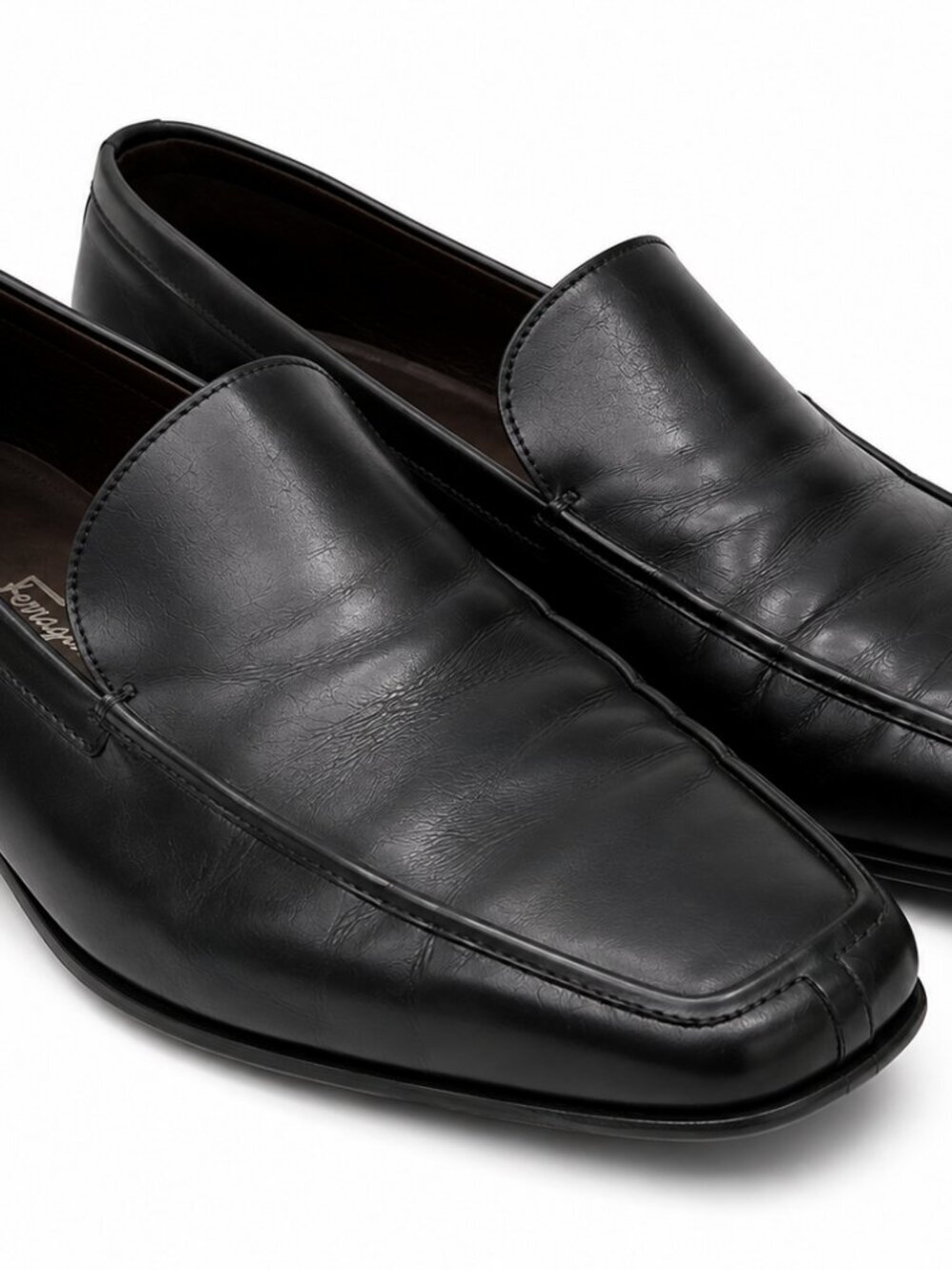 Salvatore Ferragamo Studio Black Leather Loafers Dress Shoes Men’s 10.5 D Italy - Picture 3 of 6